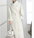 Large Collar Women Wool Coat, Long Winter Wool Coat Jacket 0989