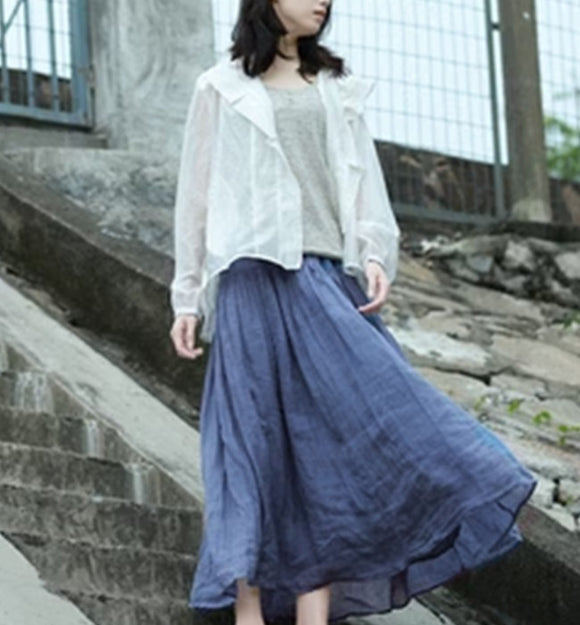 Maxi Women's Skirts Summer Linen Skirt 9804