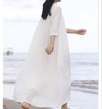 Loose Linen Dresses, Summer long Women Dresses ,Maxi Soft Linen Dress 9086
