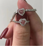 Heart Shape 14k Solid Gold Flowers Diamond Band, Wedding Rings Anniversary Gift/2110
