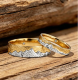 Hand-carved His and Hers Wedding Ring Set,Personalized Engagement Band Set,Couple Ring Set ,Anniversary Gift,Valentine's Day gift/Horizon