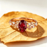 Rose Gold Couple Rings Set,Couples Ring Set,His and Hers Matching Wedding Band, Women Garnet Leaf Ring,Tungsten Couples Ring