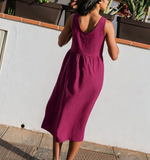 Summer White Women's Linen  Dress/ inen dresses / button up / summer dress9988