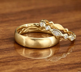 Celtic Wedding Ring Set,His and Hers Wedding Band Set,Couple Ring Set