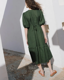 Pink Loose fitting Linen Women  Dresses 3/4 Sleeves  CH90423