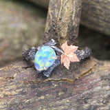 Vintage  twig ring,Natural Moss Agate 925 Sterling Silver Ring, Silver Branch Ring, Nature Inspired Ring,Engagement Leaves Ring,  opal Engagement Leaves Ring,  gift for her