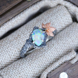 Vintage  twig ring,Natural Moss Agate 925 Sterling Silver Ring, Silver Branch Ring, Nature Inspired Ring,Engagement Leaves Ring,  opal Engagement Leaves Ring,  gift for her