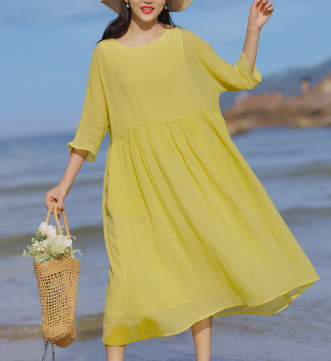 Loose Linen Dresses, Summer long Women Dresses ,Maxi Soft Linen Dress 9086 Loose Linen Dresses, Summer long Women Dresses ,Maxi Soft Linen Dress 9086