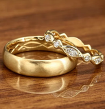 Celtic Wedding Ring Set,His and Hers Wedding Band Set,Couple Ring Set