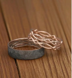 Silver Personalized His and Hers Celtic Wedding Ring Set,Harmmered Engraved Couple Ring Set,Couple Ring Set, Matching Set Engagement Gift
