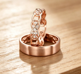 Rose Gold Personalized His and Hers Celtic Wedding Ring Set,Harmmered Couple Ring Set,Couple Ring Set, Matching Set Engagement Gift