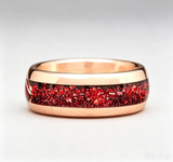 Rose Gold Couple Rings Set,Couples Ring Set,His and Hers Matching Wedding Band, Women Garnet Leaf Ring,Tungsten Couples Ring