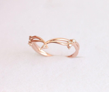 Floral wedding band,Twig & leaf ring, Rose gold ring,Delicate diamond band,Ivy engagement band