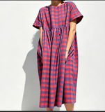 Summer Washed Soft Linen Dress Full Skirt 2211