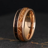 Coffee and Whiskey Engagement Ring Set, Rose Gold Wedding Ring, Matching Wedding Band