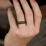 Coffee and Whiskey Engagement Ring Set, Rose Gold Wedding Ring, Matching Wedding Band