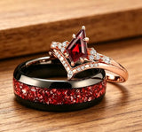 Skye Natural Red Garnet Couples Ring Set, Promise Ring