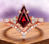 Skye Natural Red Garnet Couples Ring Set, Promise Ring
