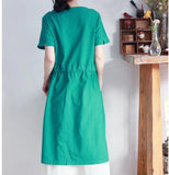 100%-Linen-Women-Dresses -Sleeves-Long-Dresses-lace-trim (1)