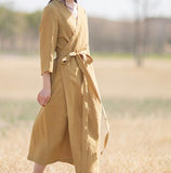 100%-linen-women-Dresses-V-neck-summer-spring-women-dresses-waist-belt (11)