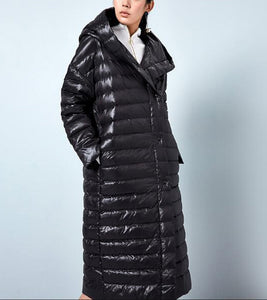 Long Hooded Women Winter Loose Thick 90% Duck Down Jackets WarmDown Coat