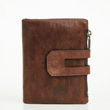 Men's wallet RFID leather wallet casual fashion double zipper multi card retro handbag change Wallet