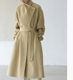 High Collar Women Wool Coat Long Double Face Wool Coat Jacket 0959