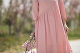 pink linen women dresses