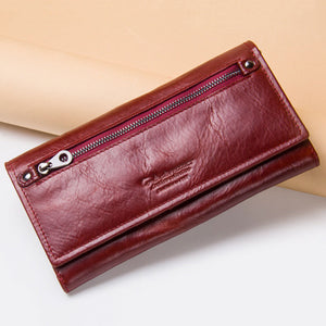 Women's Wallet Leather Purse Long Style Leather Hand Bag Cowhide Wallet Coin Purse Holder For Gift