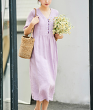 Pink Women Dresses, Soft Summer Linen Women Dresses 7115