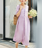 Pink Women Dresses, Soft Summer Linen Women Dresses 7115