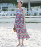 Sleeveless Floral Women Dresses Casual Summer Linen Women Dresses SJ97215