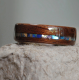 Men's Original Design Wood Ring Engagement Ring Handmade Walnut Abalone Shell Gift Custom Made W