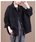 Women Spring Casual Coat Bat Sleeve Loose Parka Plus Size  Coat Jacket