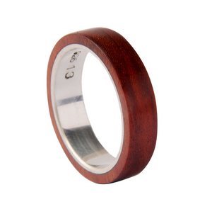 Original Design Wood Ring Men's Handmade Walnut Silver Gift Custom Made Wooden Rings