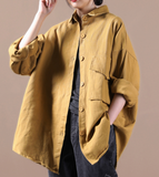 Women Cotton Denim Tops Coat Suit Collar Loose Autumn Spring Outfit H9505