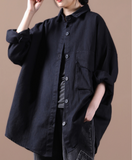 Women Cotton Denim Tops Coat Suit Collar Loose Autumn Spring Outfit H9505