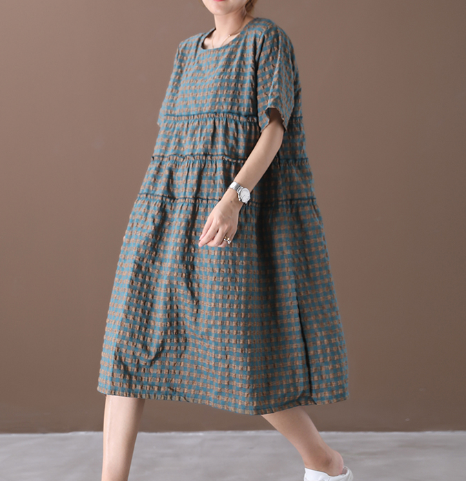 Autumn Women Dresses Casual Cotton Women Dresses Short Sleeve WG97215