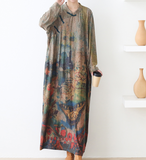 Print Loose Plus Size Women Autumn Spring Fashion Dresses Long Sleeve AMT962328
