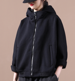 Cotton Women Spring Casual Coat Loose Hooded Parka Plus Size Short Coat Jacket