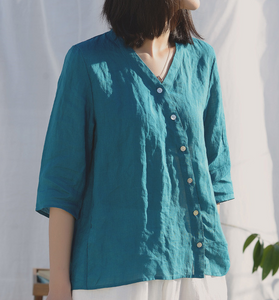 Linen T-Shirts Summer Fall Women Linen Tops SJ961707