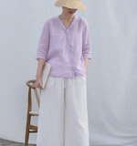 Linen T-Shirts Summer Fall Women Linen Tops SJ961707