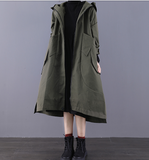 Autumn A-line Long Women Casual Hooded Parka Plus Size Coat Jacket JT200945