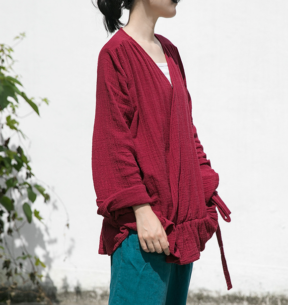 Red Linen T-Shirts Summer Women Tops SJ961707