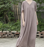 V Neck Linen Cotton Women Dresses Casual Summer Loose Women Dresses SSM97215