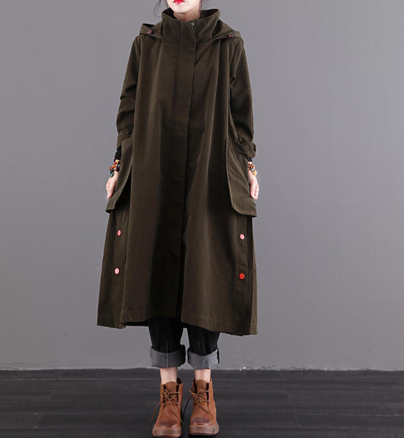 Hooded A-line Long Women Casual  Parka Plus Size Fall Coat Jacket JT200945