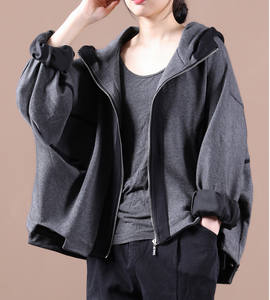 Color Block Women Casual Hooded Parka Plus Size Fall Short Coat Jacket JT200945