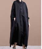 Black Irregular Shirt Women Dresses Casual Fall Women Dresses WG97215