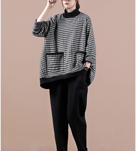 Black Loose Fall Women Cotton Tops Women Blouse Overall H9506