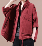 Red A-line Short Women Casual Parka Plus Size Fall Coat Jacket JT200945